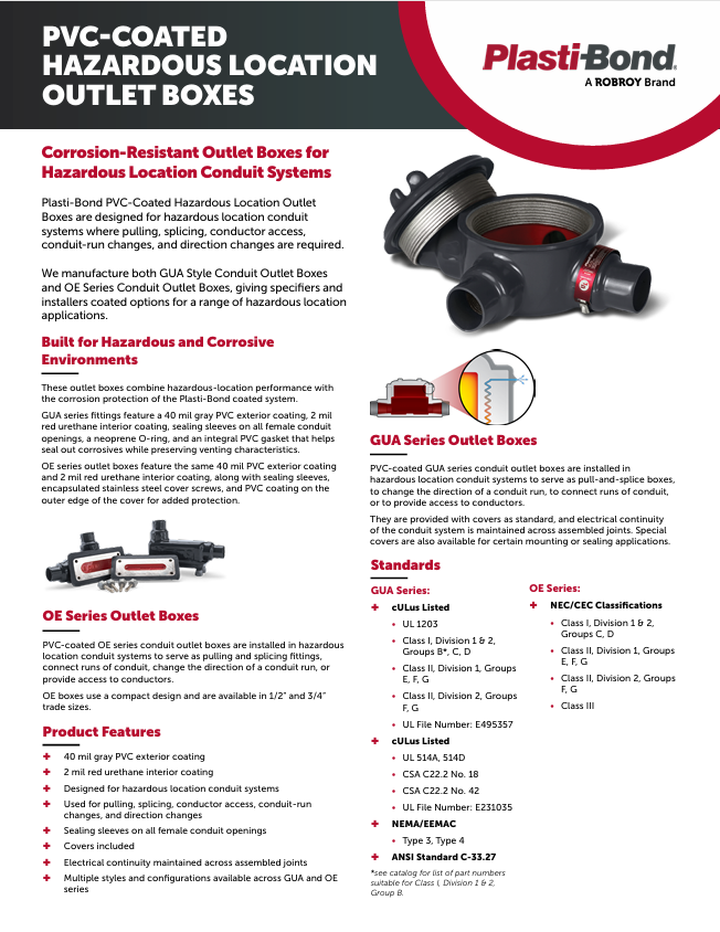 Hazardous Location Outlet Boxes Brochure Cover