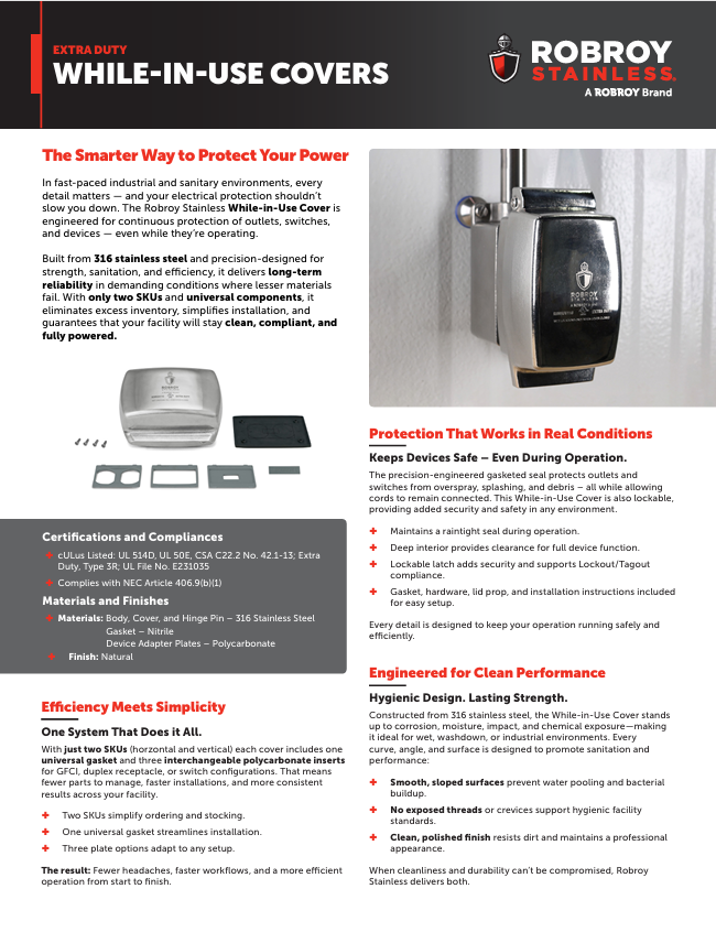 Extra Duty While in Use cover brochure